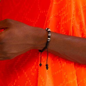 Black and White Striped Bead Bracelet